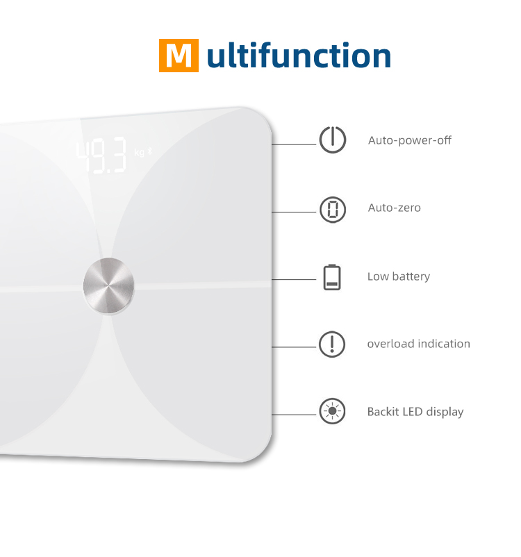 plastic and glass blueooth wireless scale 