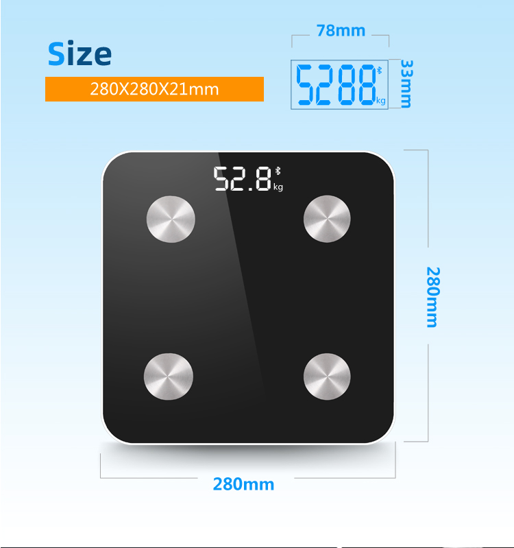 smart weighing scale 5mm tempered glass 